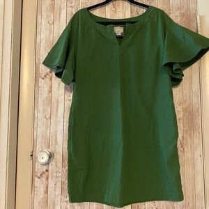 Maeve Green Dress Size Medium Wide Sleeve Shift Dress Bell Sleeves
